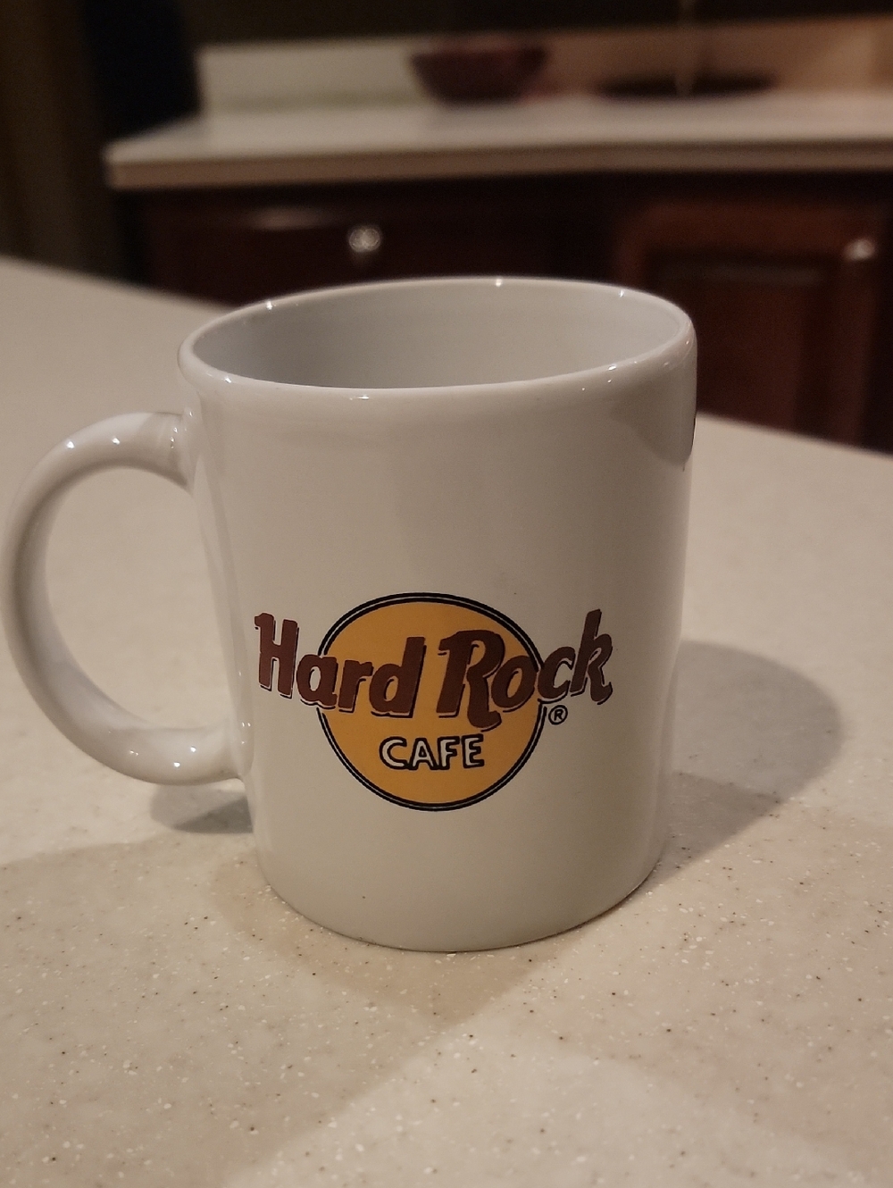 Hard Rock Cafe White Mug with Yellow Logo Accent